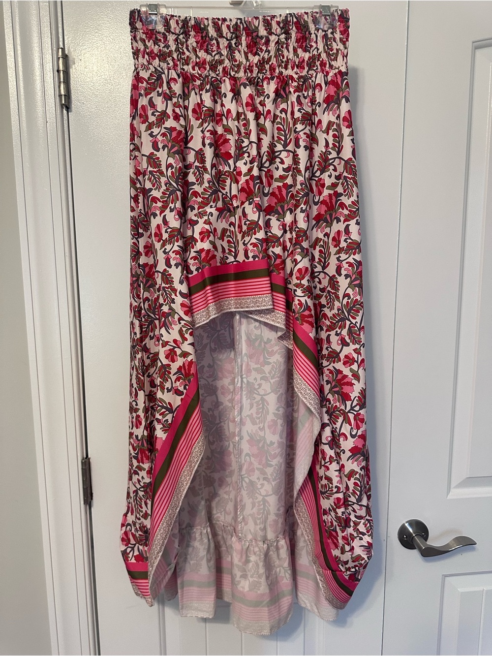 Floral Pink High-Low Maxi Skirt